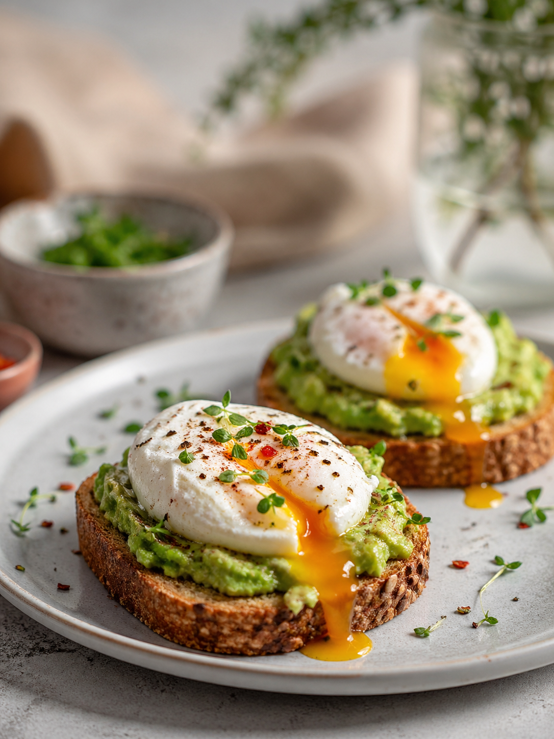 Tostas de abacate com ovo